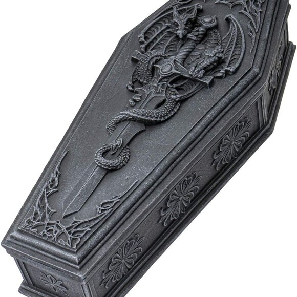 Gothic Dragon Sword Coffin Keepsake Box Collectible Sculpture Trinket Box 10 Inc - Picture 1 of 8